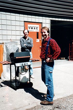Jim Hogan & Tony Menard outside of VMAC during company's early years