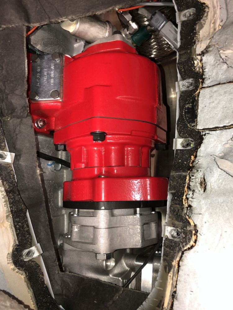 VMAC DTM70 PTO air compressor installed, close up view
