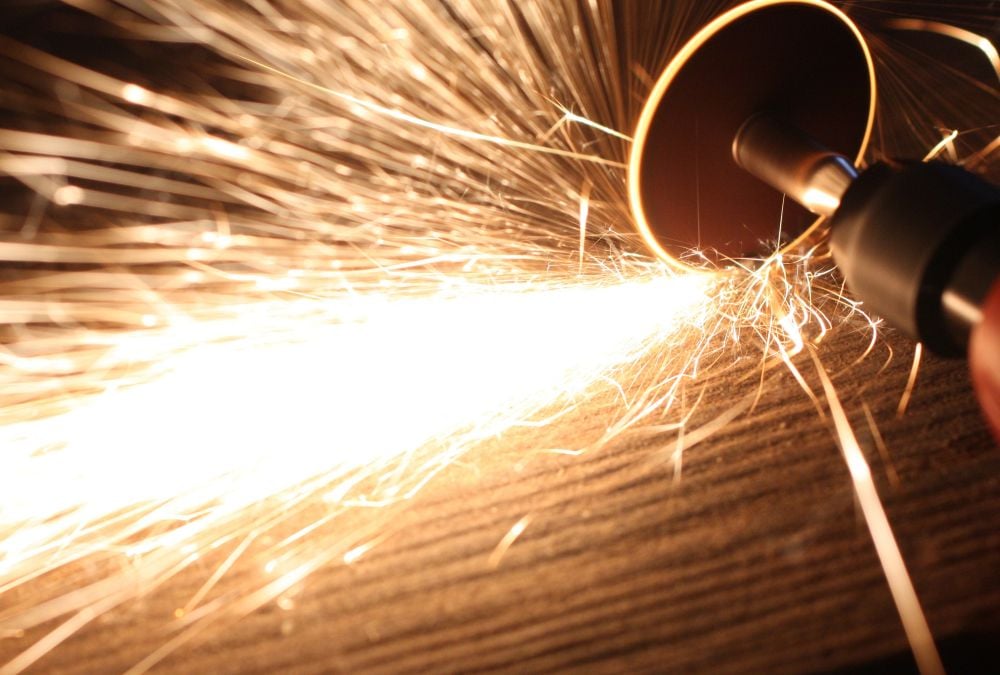 Pneumatic die grinder sparking while grinding