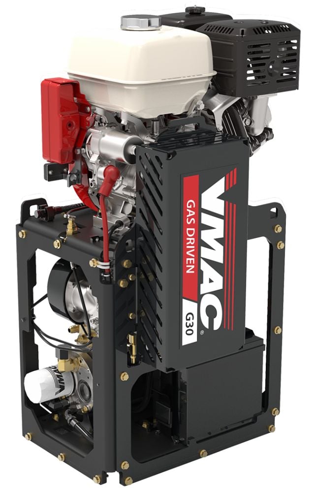 VMAC stacked gas powered air compressor, angle view