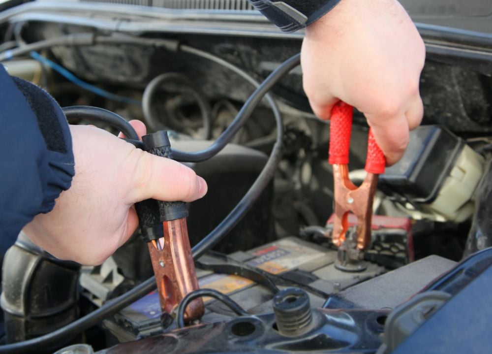 Cables charging a vehicle battery