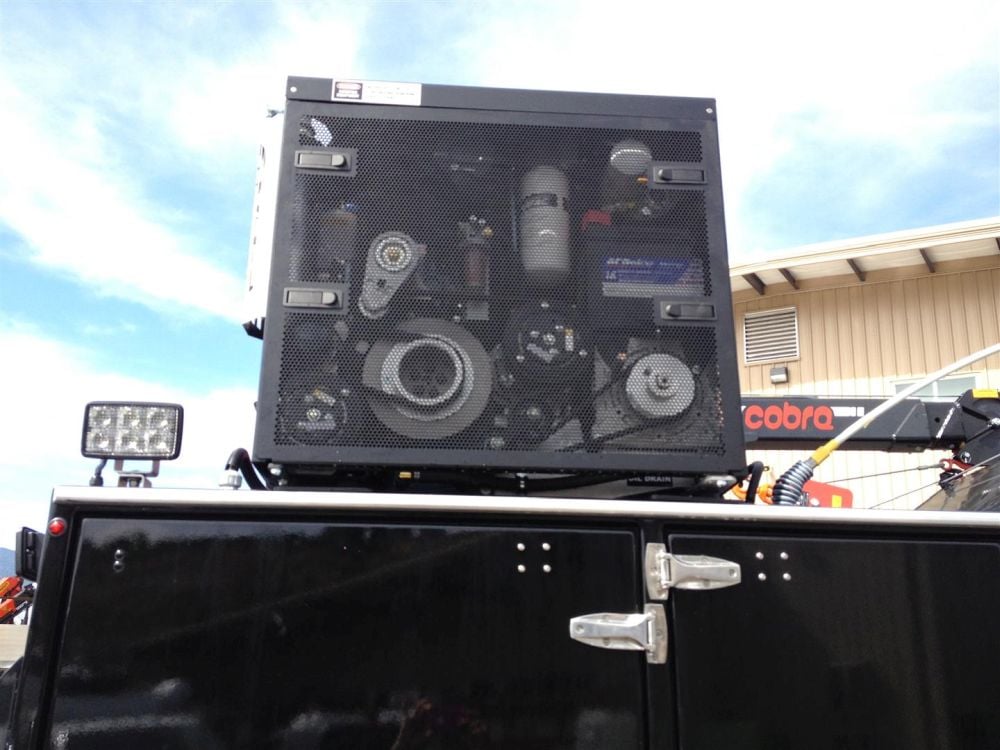 Close up of 6-in-1 Multifunction system installed on service truck