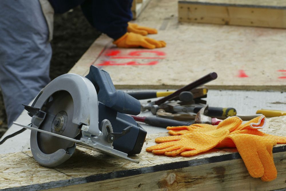Power tools on a worksite powered by a generator
