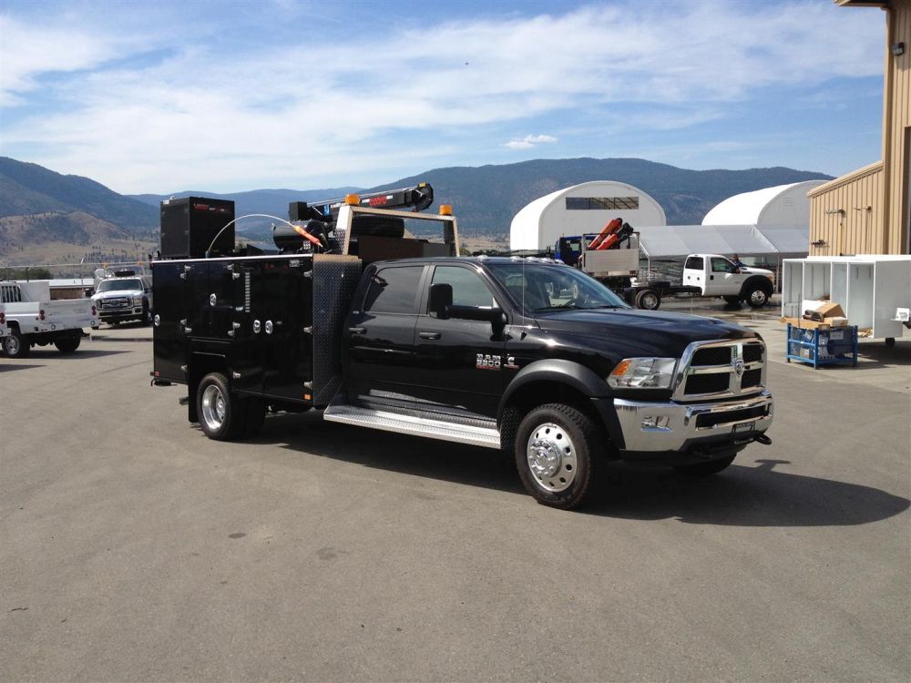 A Multifuction installed on Ram 5500 service truck with hydraulic crane