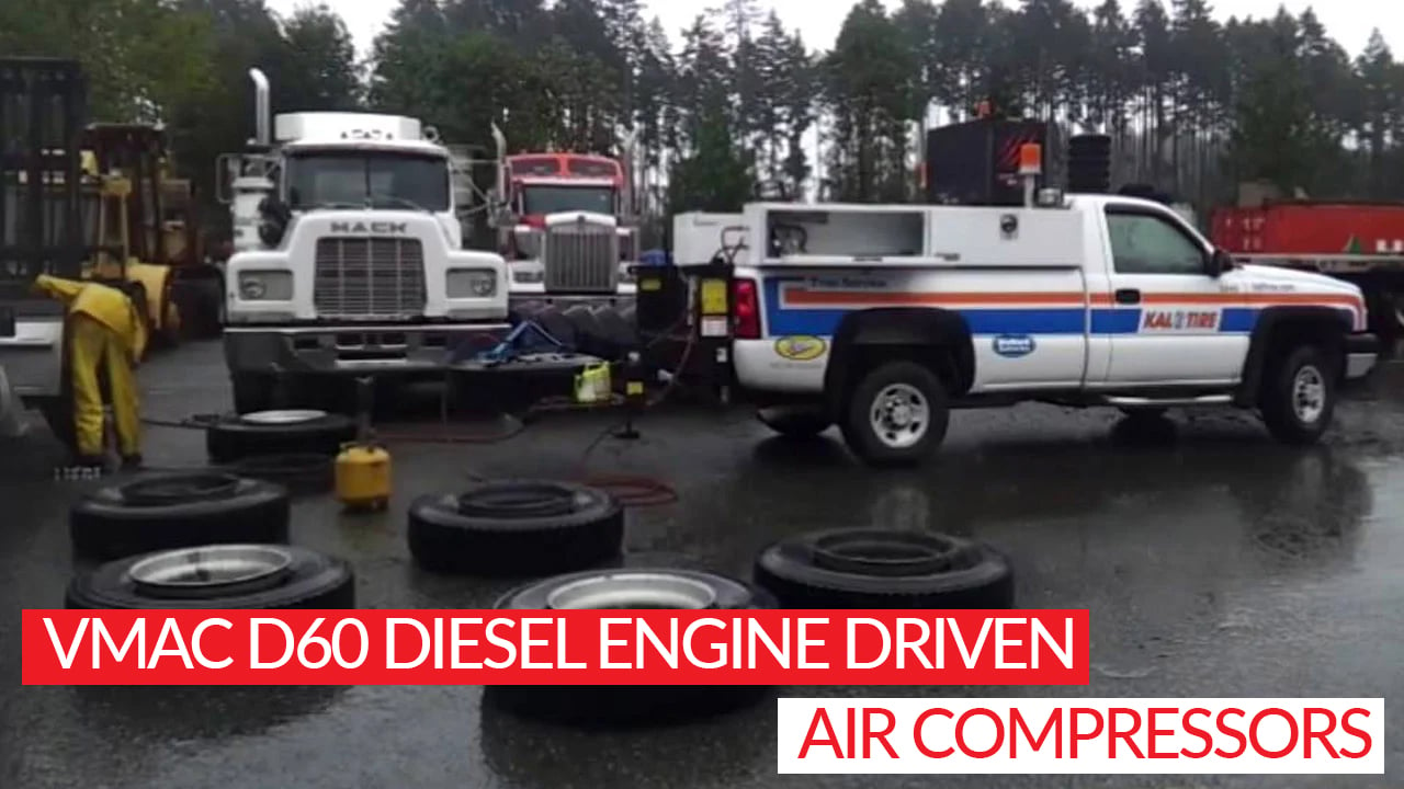 Kal Tire Employee Uses The VMAC 60 CFM Diesel Driven Air Compressor System