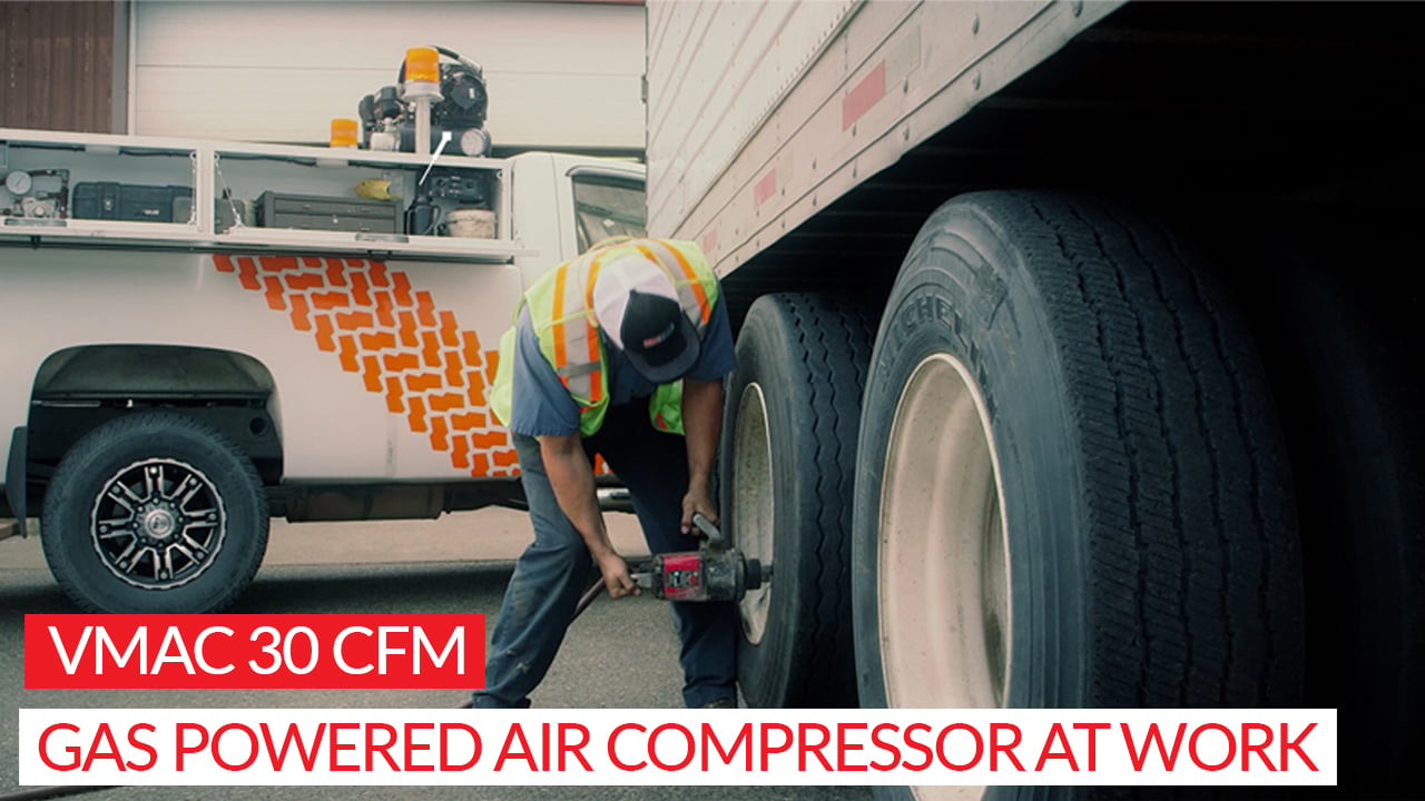 VMAC 30 CFM Gas Driven Air Compressor at work
