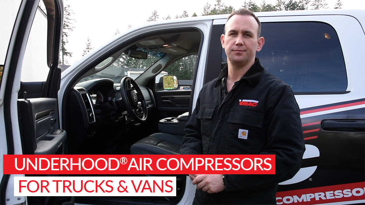 UNDERHOOD<sup>®</sup> Air Compressors For Trucks & Vans: Models From 40 CFM Up To 110 CFM